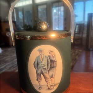 GUC Vintage Ice Bucket Golf Themed Green Made In USA